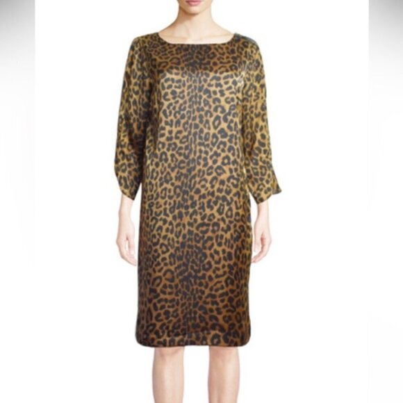 Jones New York Collection leopard print midi shift dress size 4 - Picture 2 of 10